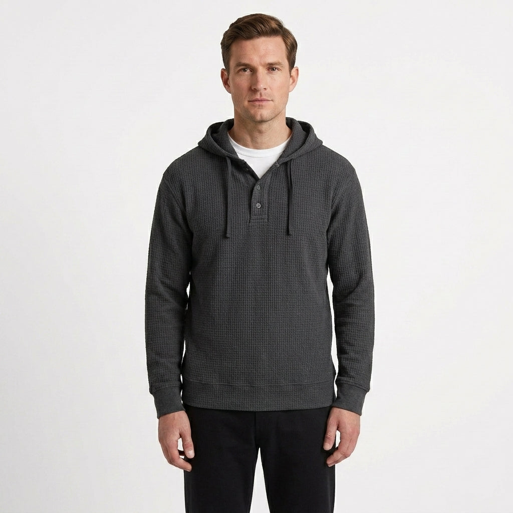 Elevated Waffle Texture Hoodie For Men