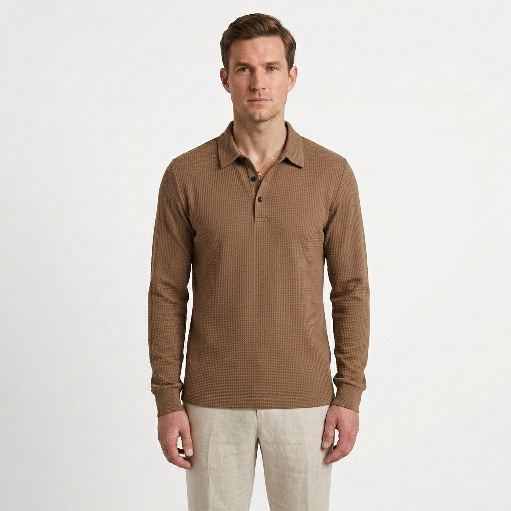 Tailored Long Sleeve Polo Shirt For Men