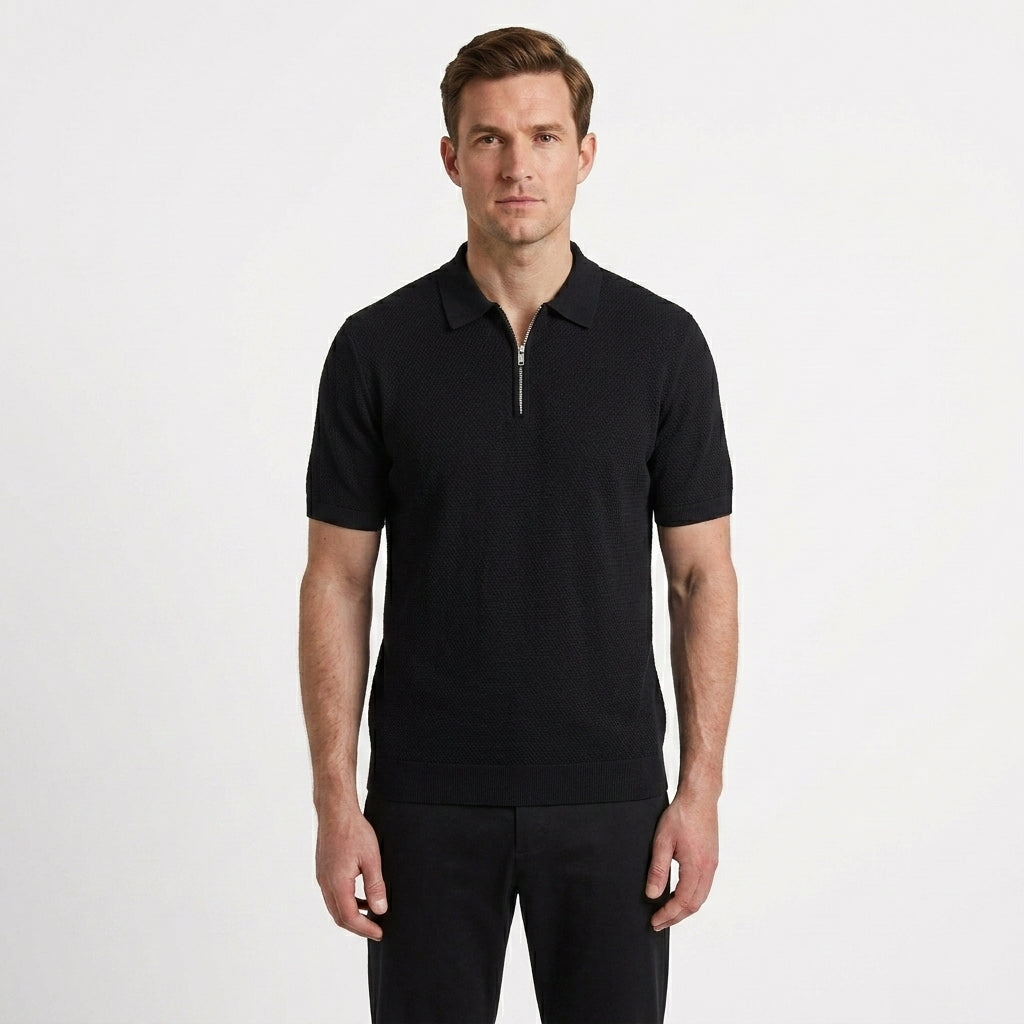 Ventilated Half Zip Polo Shirt For Men