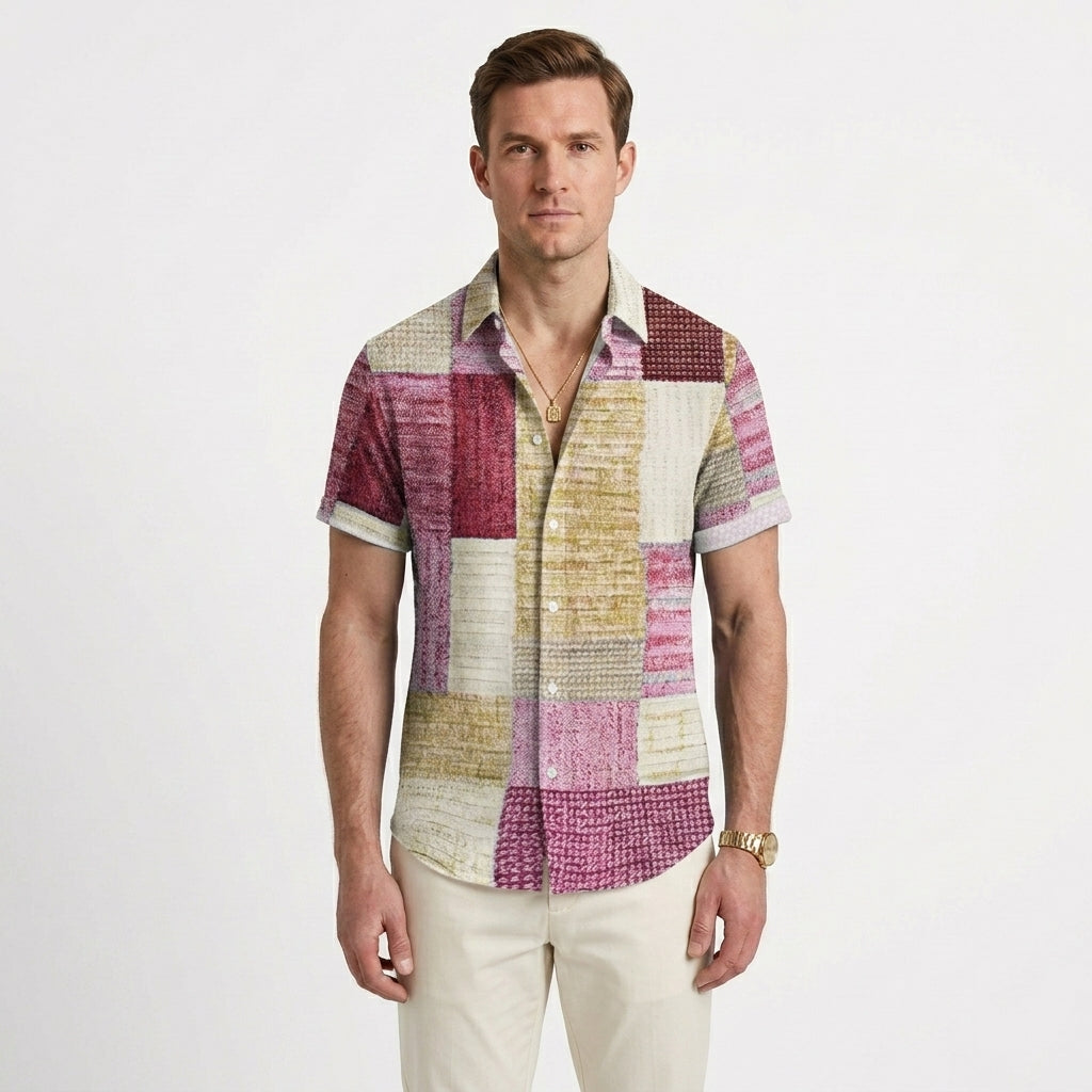Tailored Patchwork Casual Shirt For Men