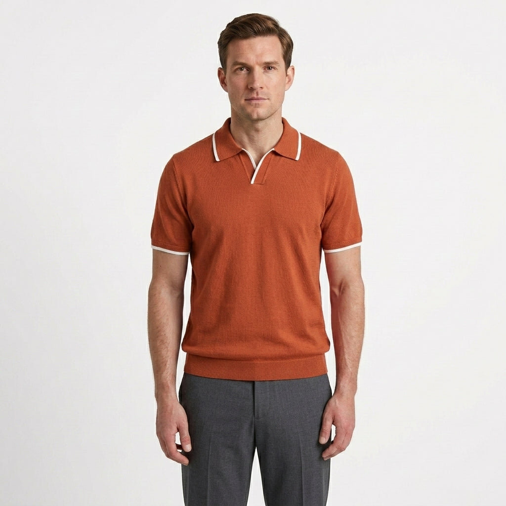 Contrast Trim Refined Polo Shirt For Men