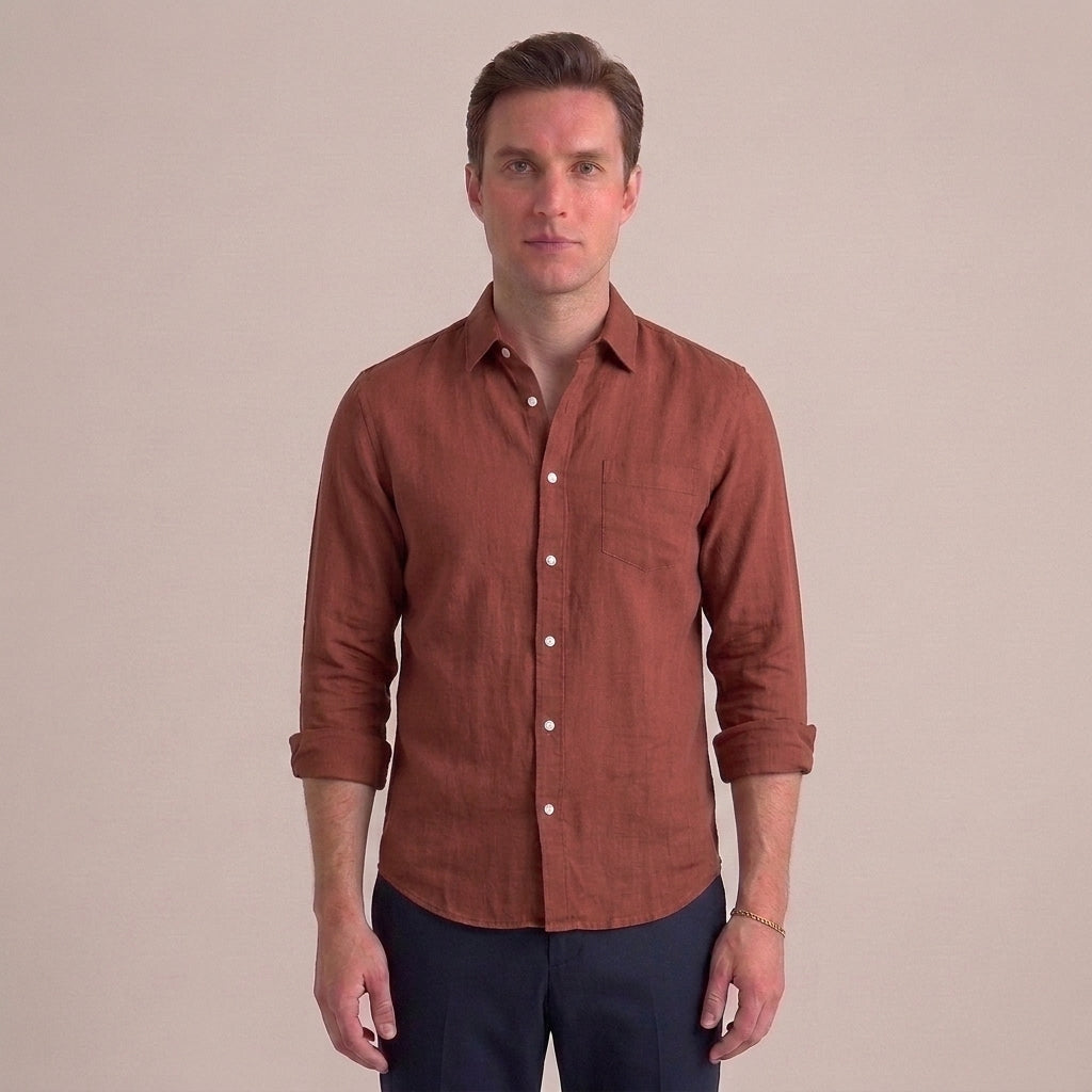 Elegant Tailored Button-Up Shirt For Men