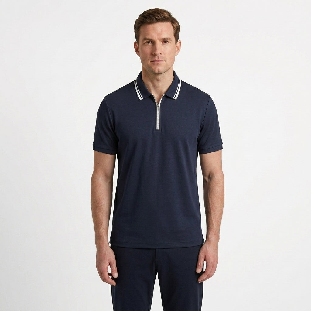 Cable Knit Half Zip Polo For Men