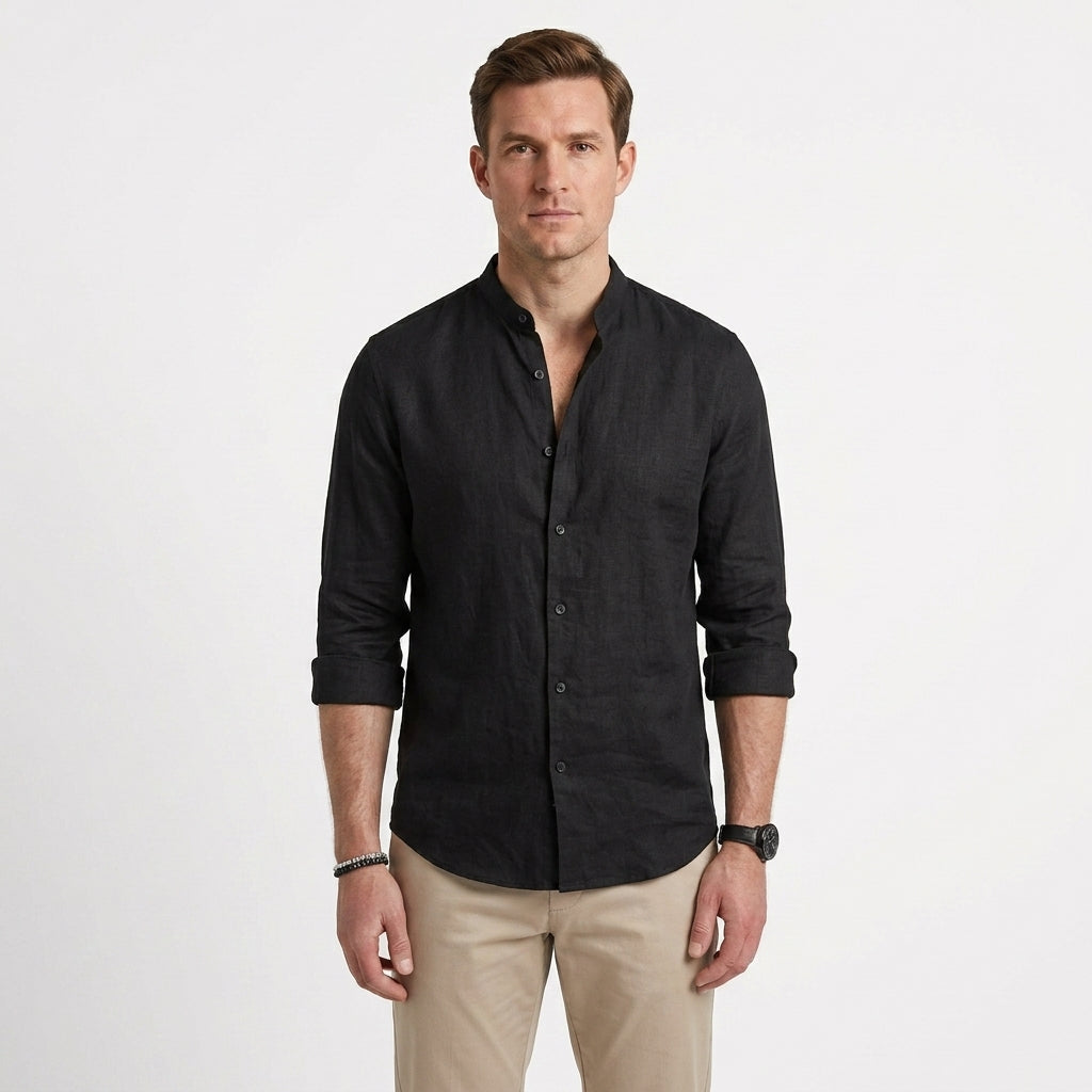 Relaxed Summer Button-Up Shirt For Men