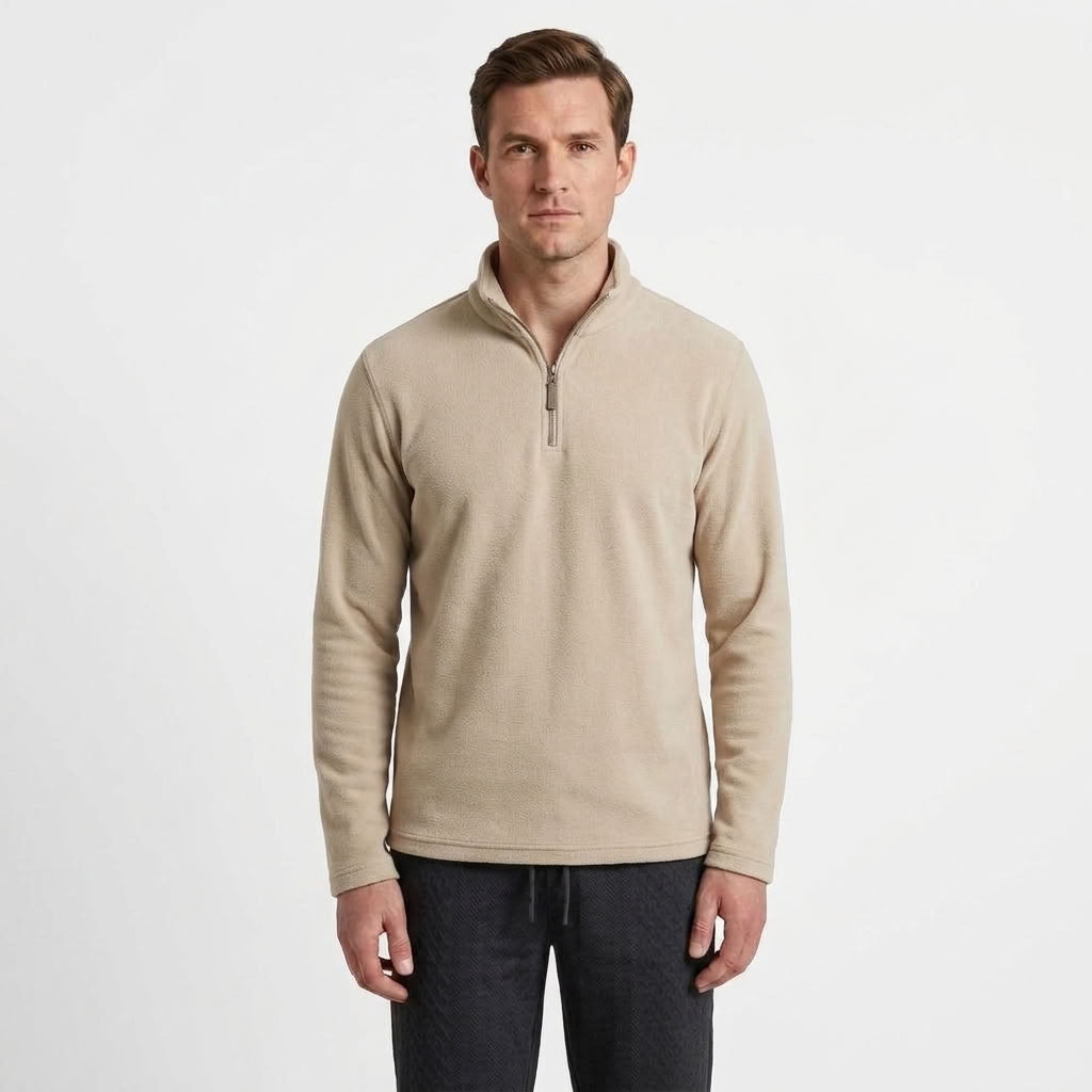 Half-Zip Stand Collar Fleece Top For Men