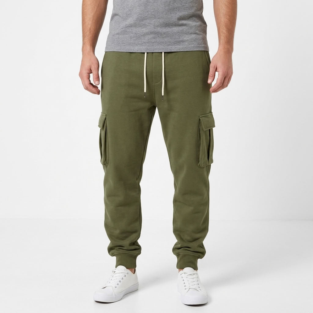 Fleece Lined Drawstring Cargo Pants For Men