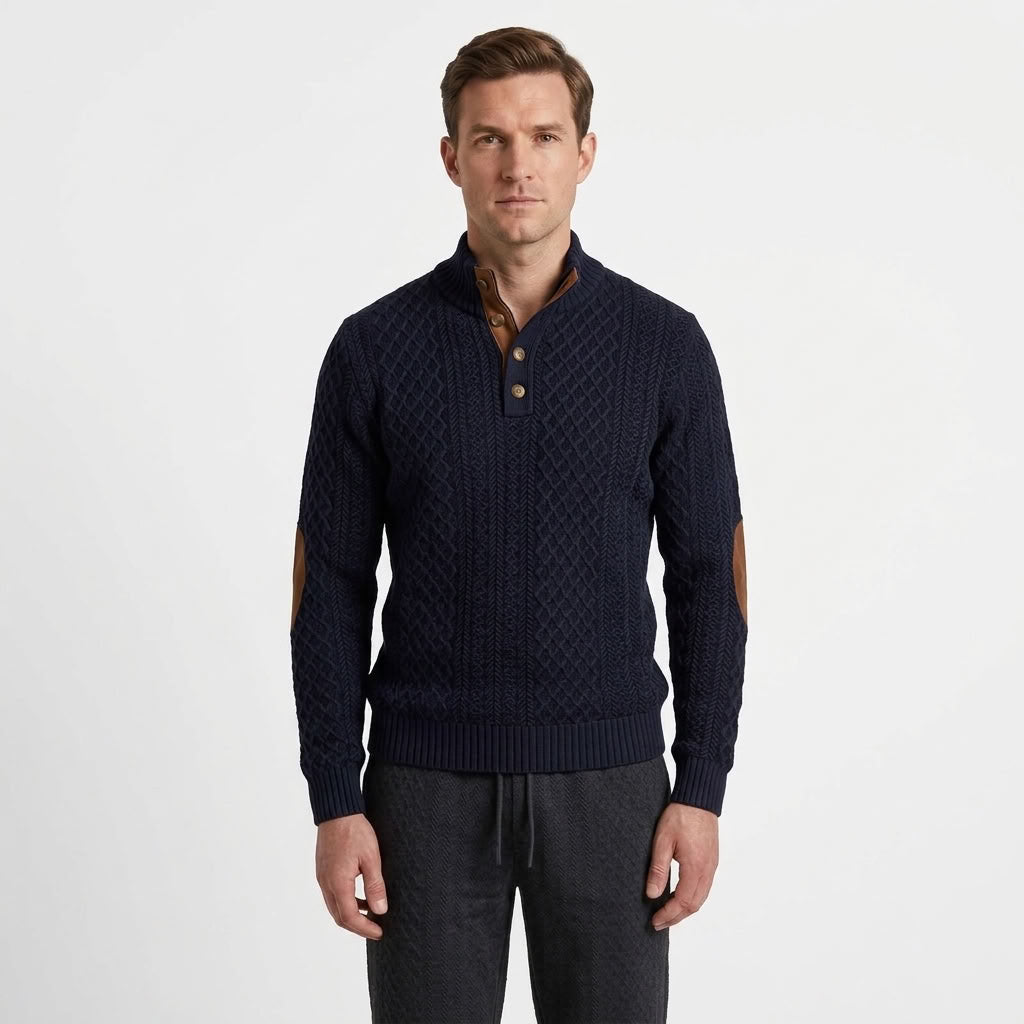Jacquard Stand Collar Sweatshirt For Men