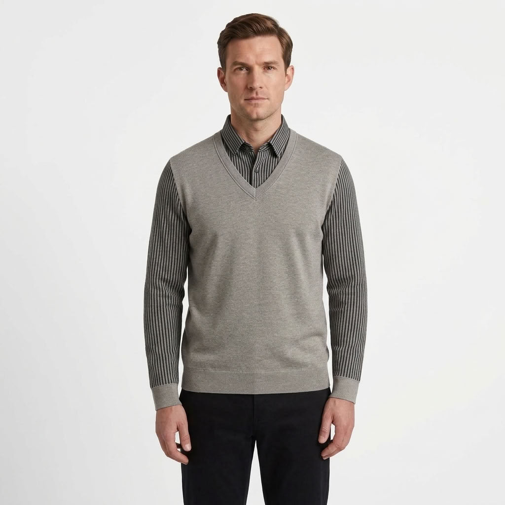 Fleece-Lined Layered Sweater For Men