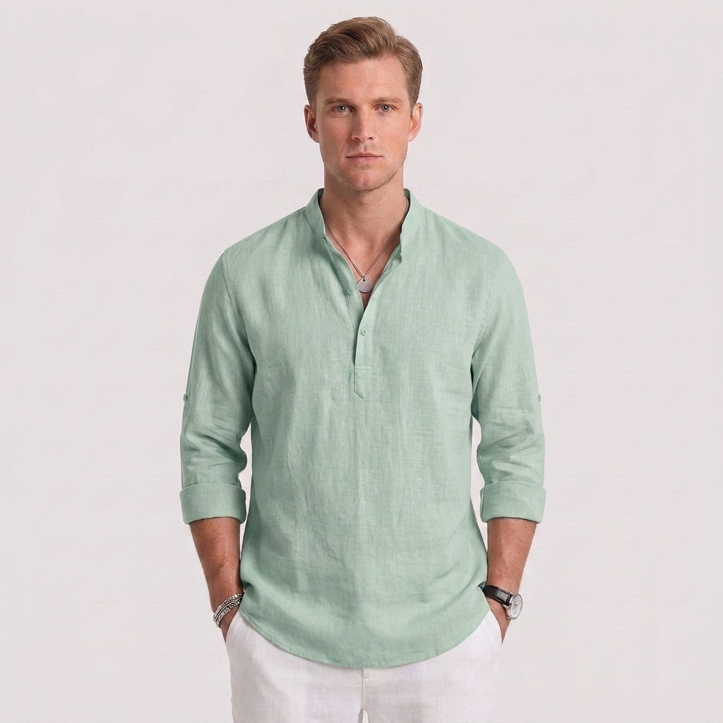 Classic Cotton Button-Up Shirt For Men