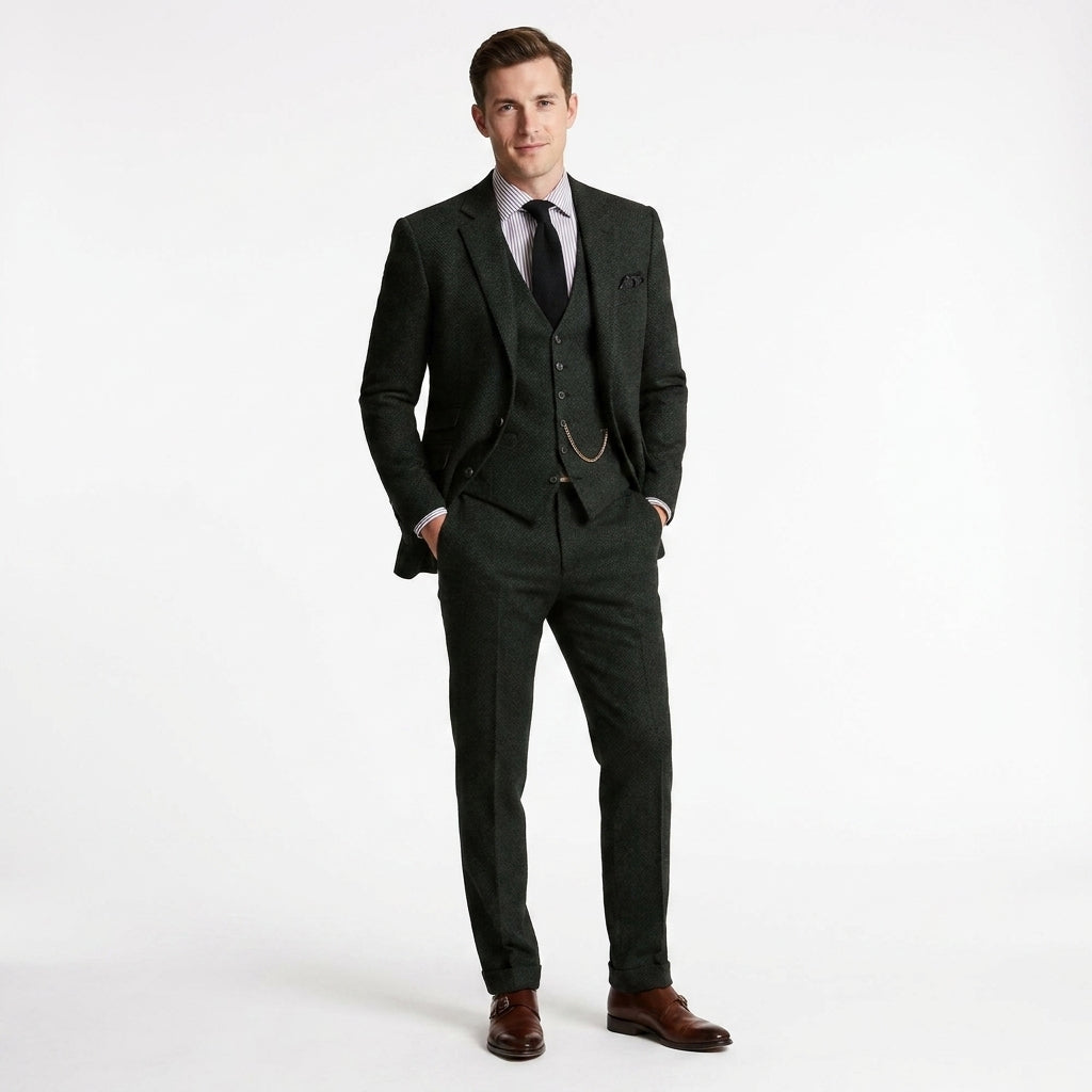 Men’s Three-Piece Tweed Tuxedo