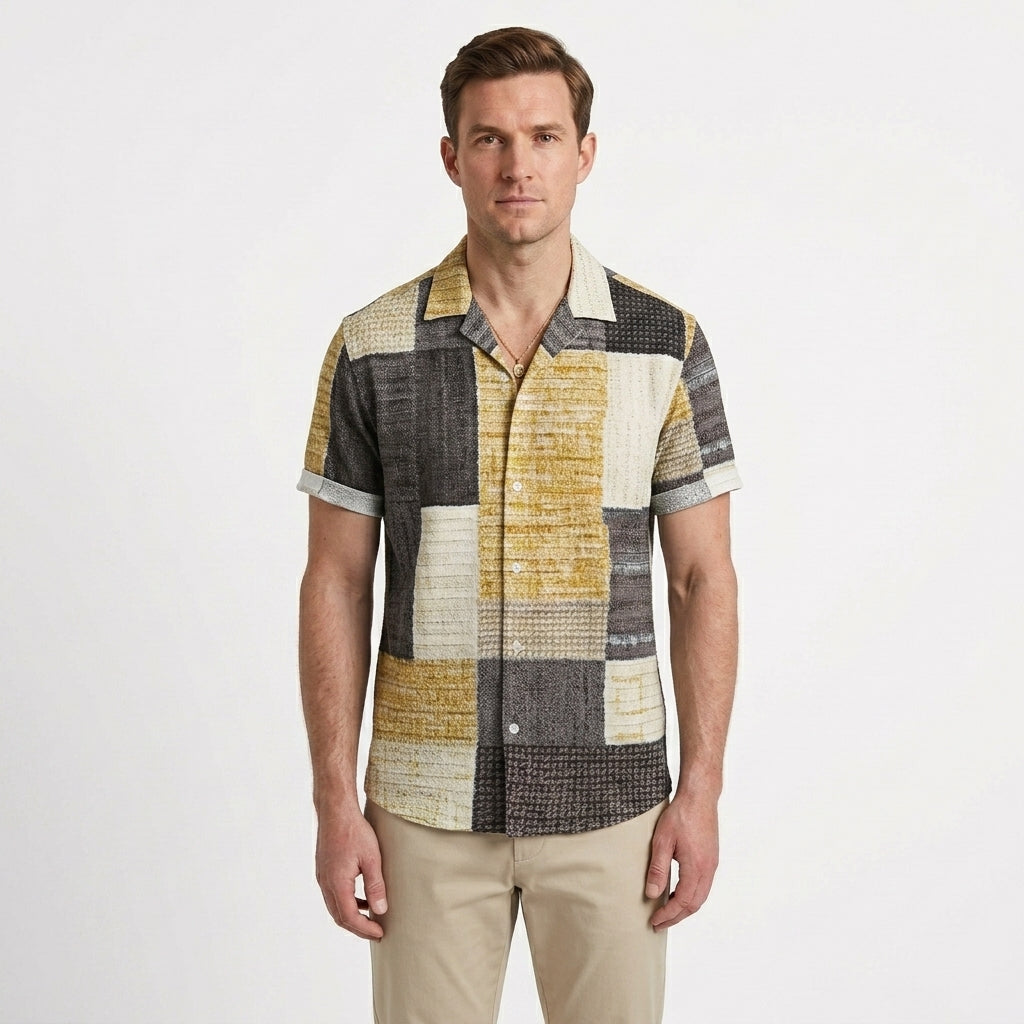 Tailored Patchwork Casual Shirt For Men