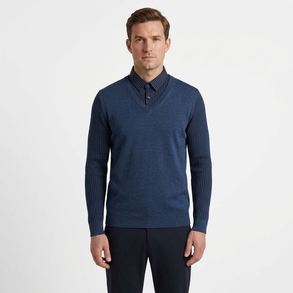 Fleece-Lined Layered Sweater For Men