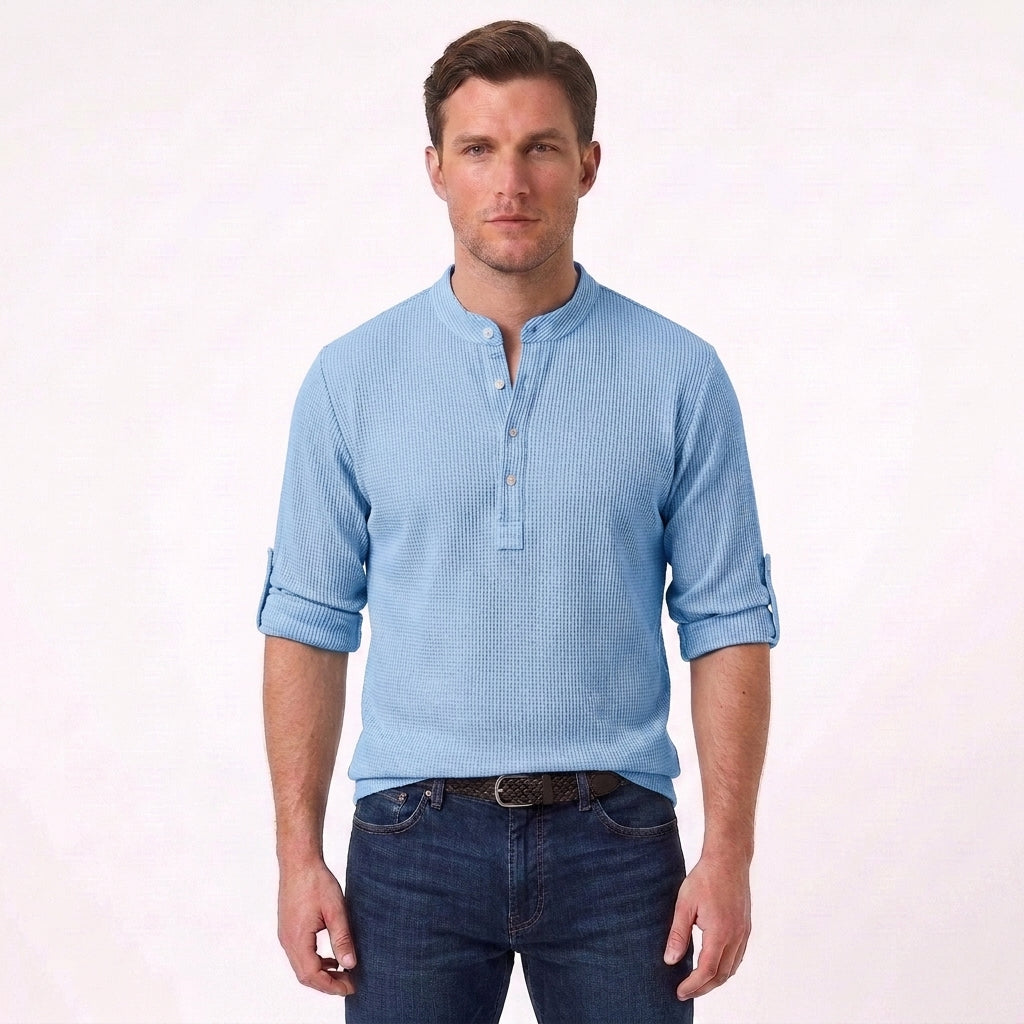 Long Sleeve Henley Shirt For Men