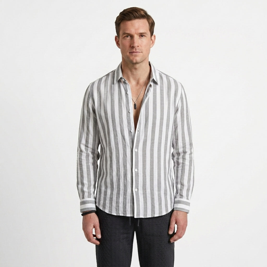 Refined Stripe Business Shirt For Men
