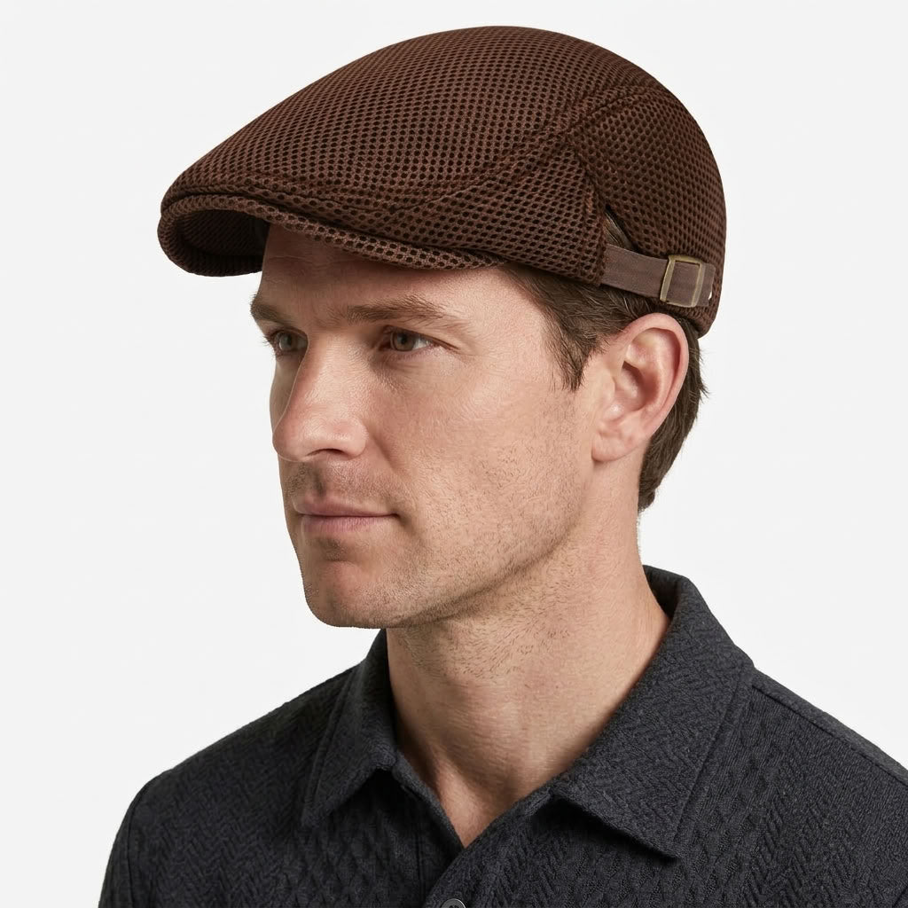 Breathable Mesh Flat Cap For Men