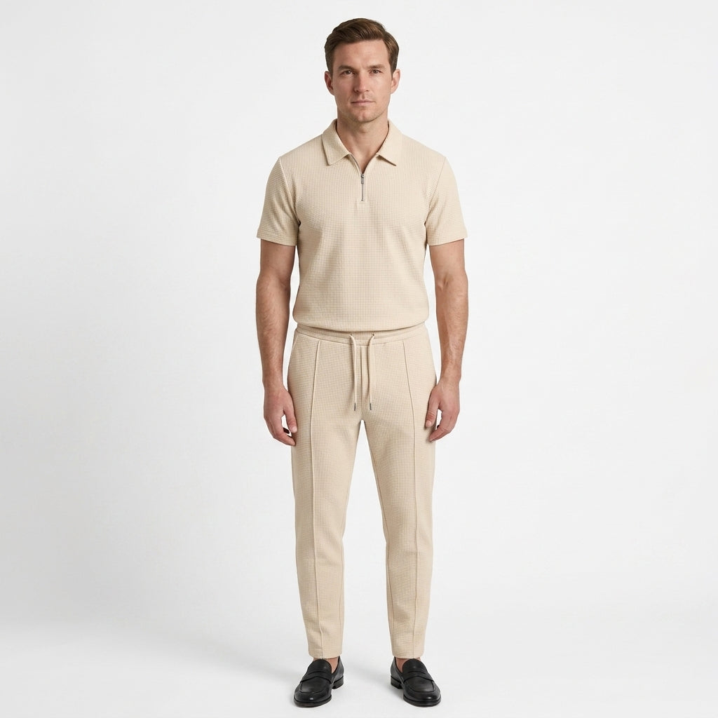 Zip Polo Two Piece Set For Men
