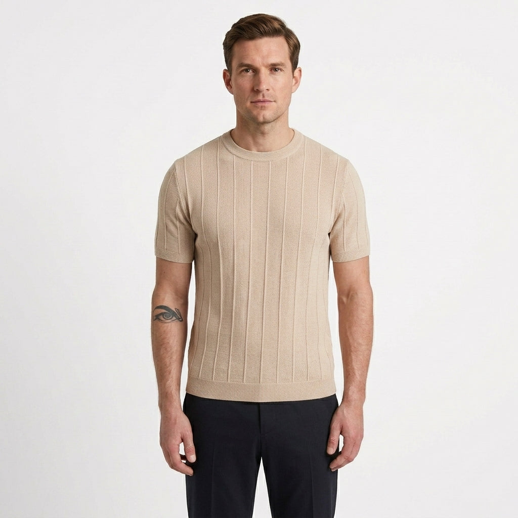 Textured Ribbed Casual T-Shirt For Men