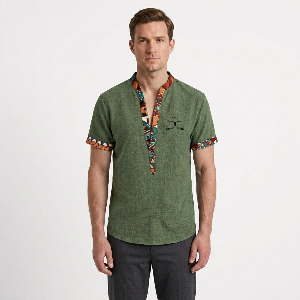 Tailored Retro Patterned Shirt For Men