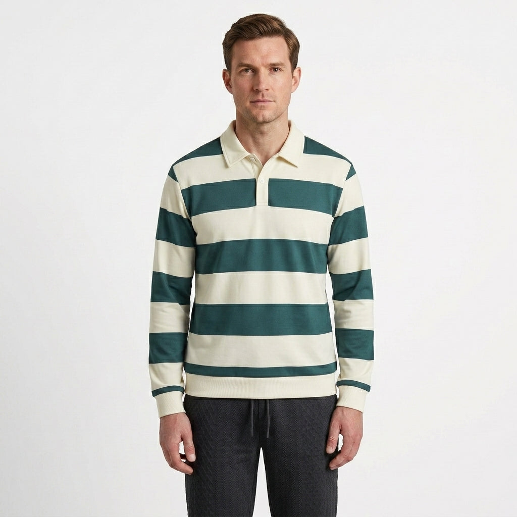 Heritage Stripe Rugby Polo Shirt For Men