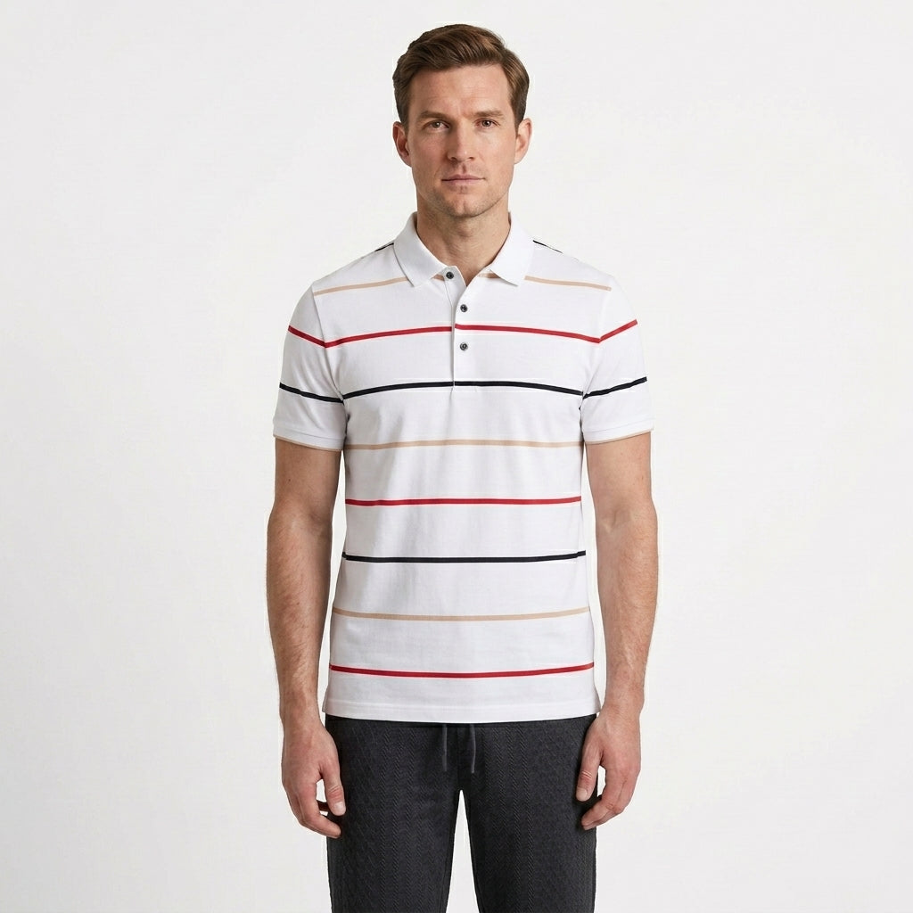Refined Striped Polo Shirt For Men