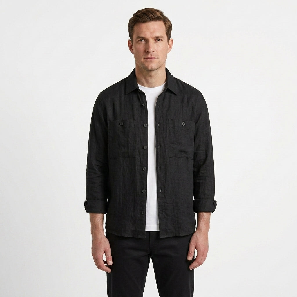 Relaxed Coastal Button Overshirt For Men