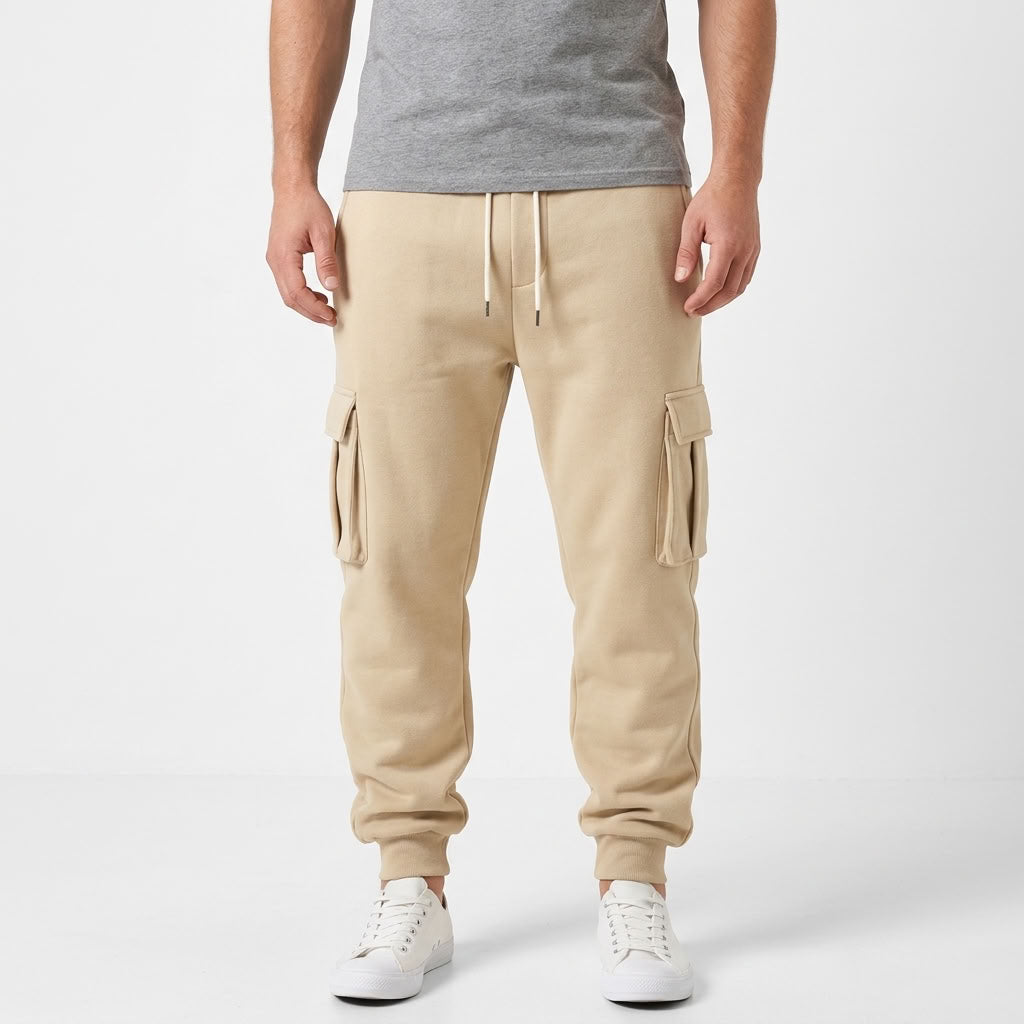 Fleece Lined Drawstring Cargo Pants For Men