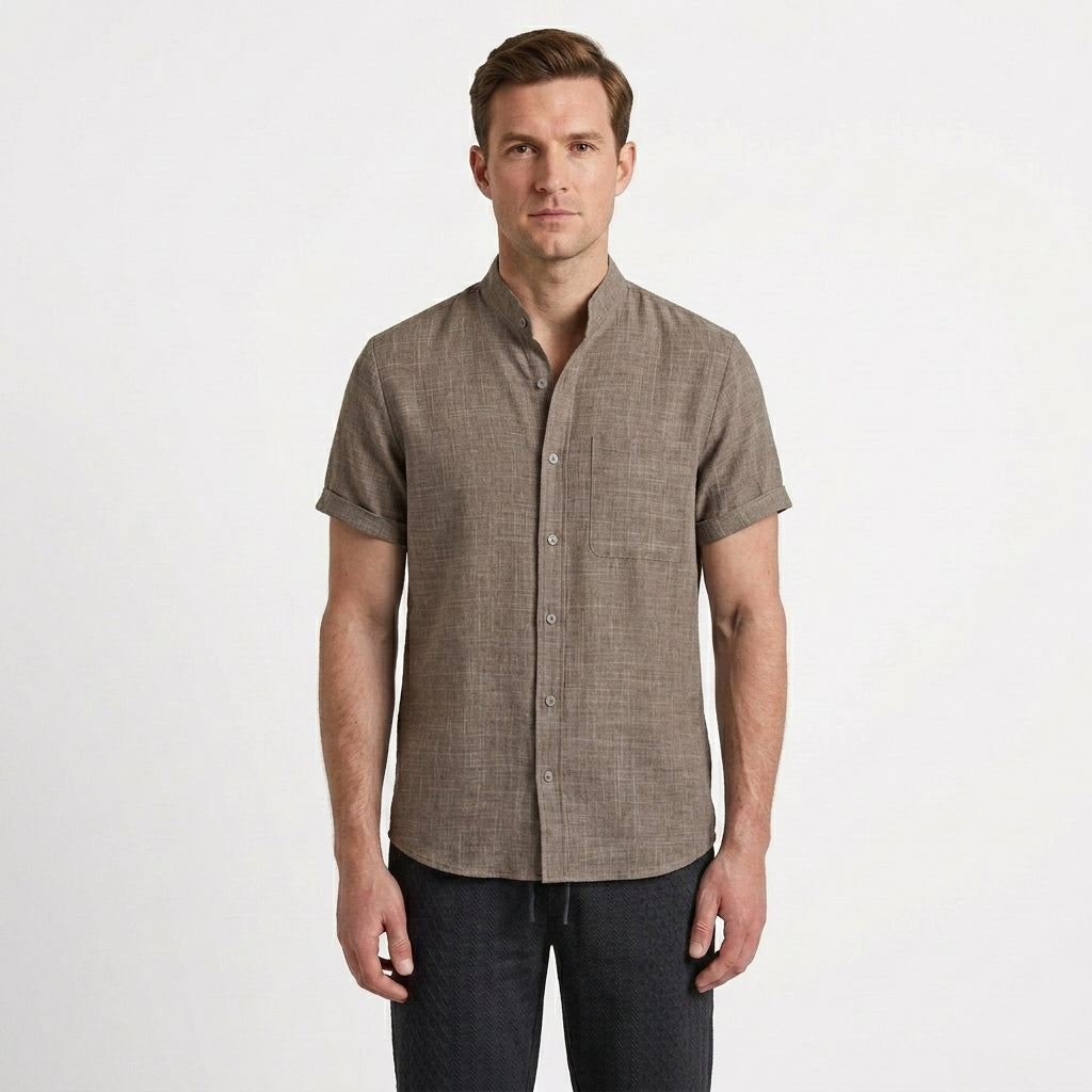 Minimalist Mandarin Collar Summer Shirt For Men