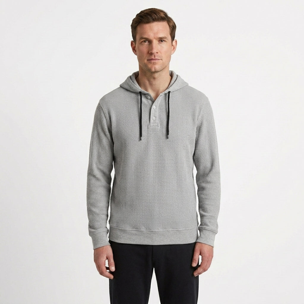 Elevated Waffle Texture Hoodie For Men
