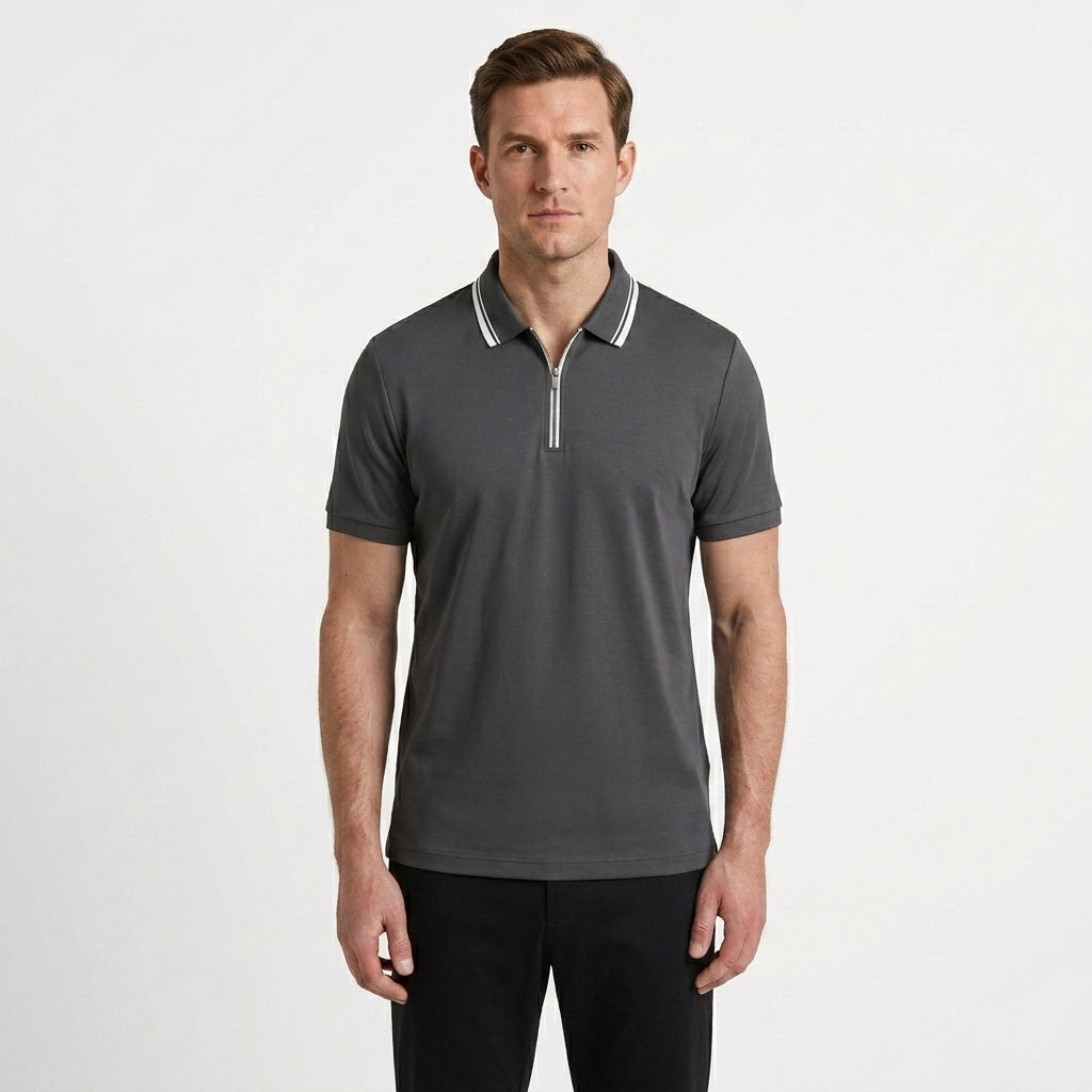 Cable Knit Half Zip Polo For Men