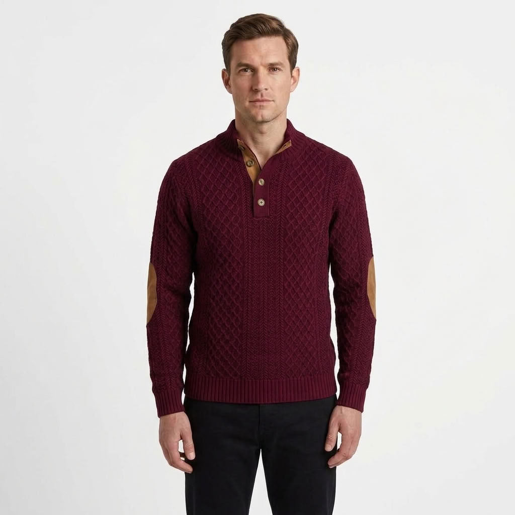 Jacquard Stand Collar Sweatshirt For Men