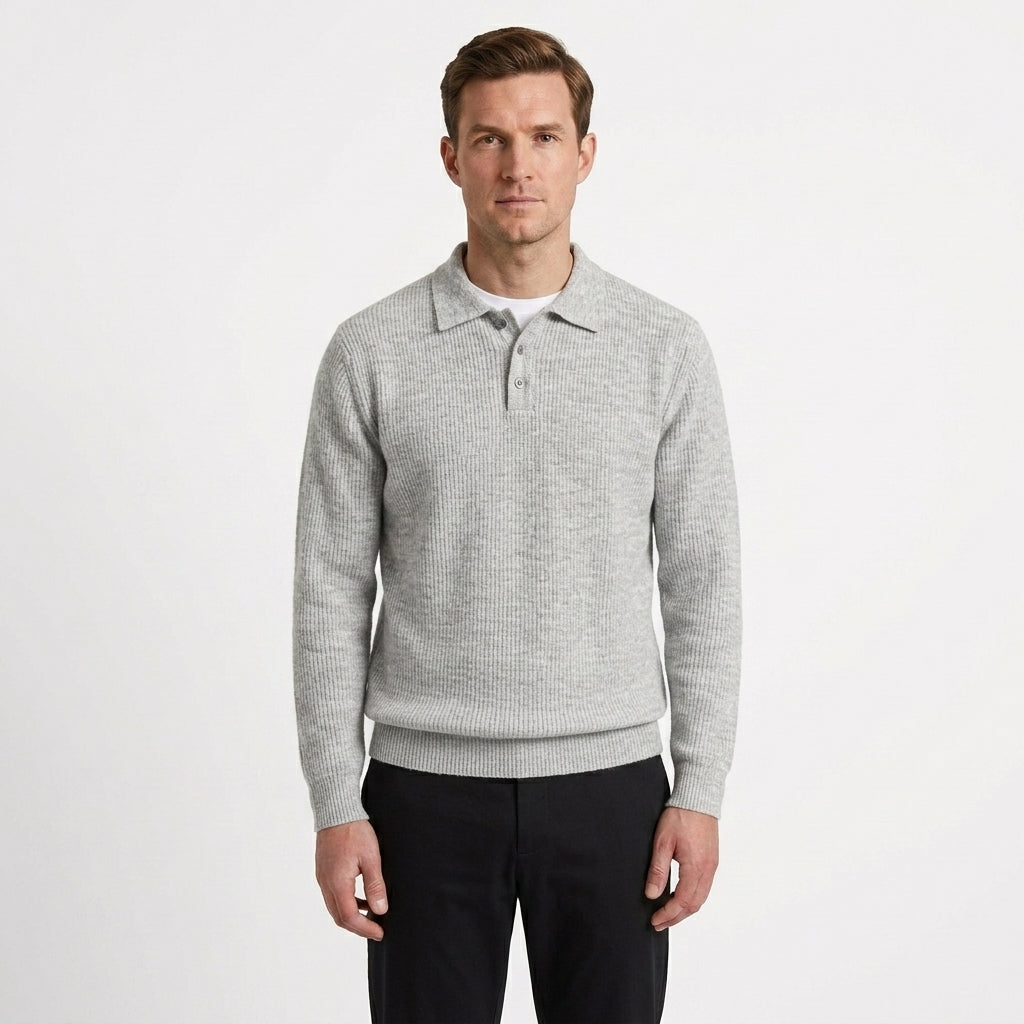 Refined Textured Polo Sweater For Men