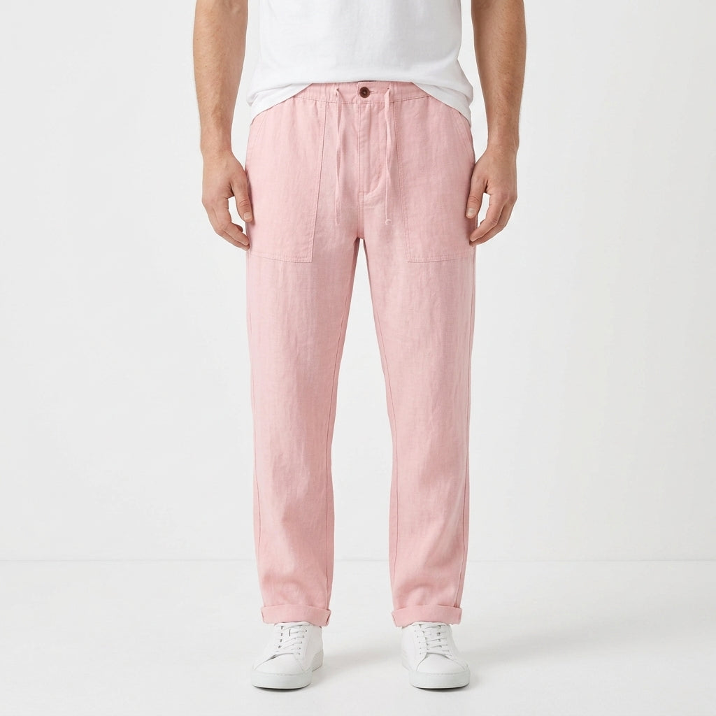 Classic Straight Leg Linen Pants For Men