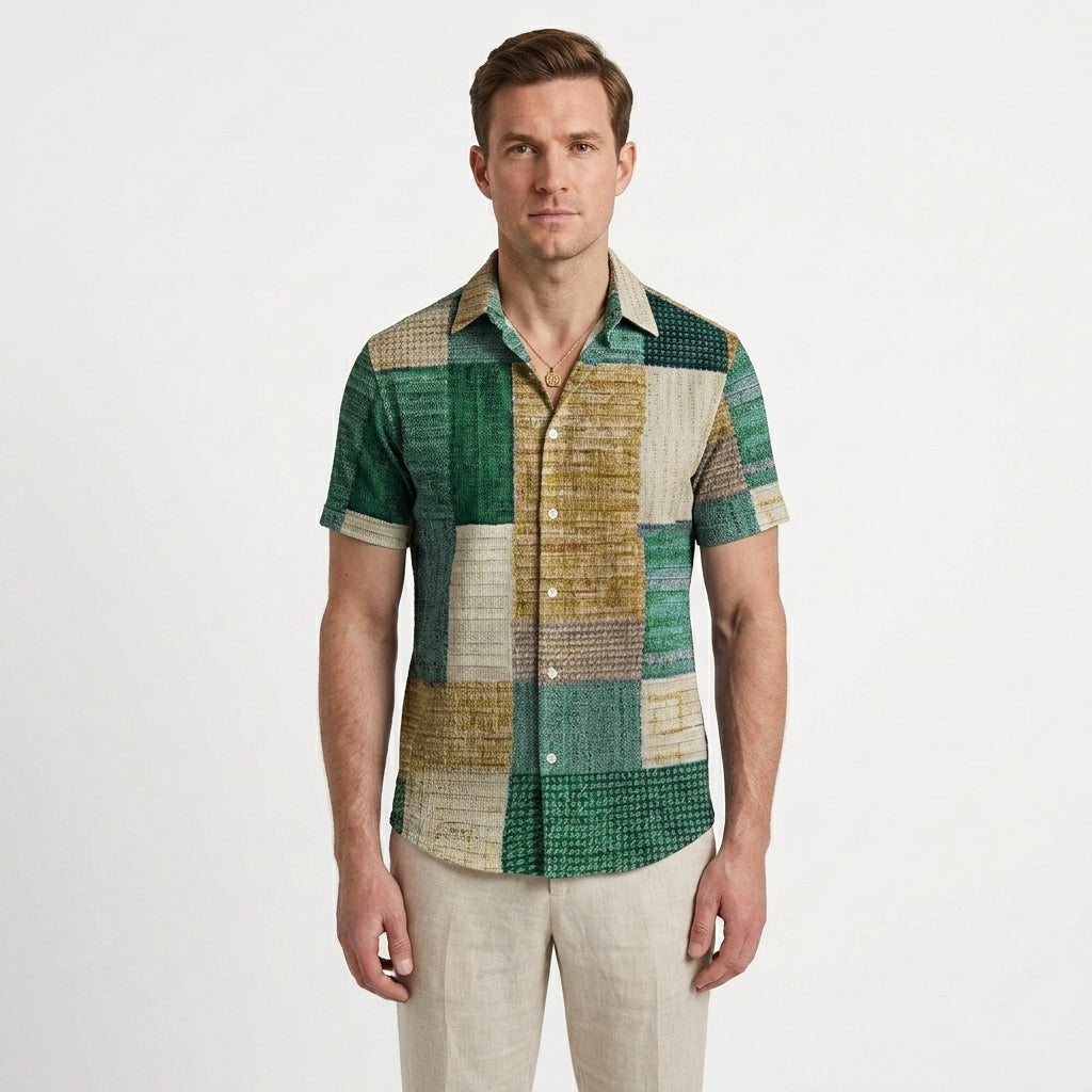 Tailored Patchwork Casual Shirt For Men