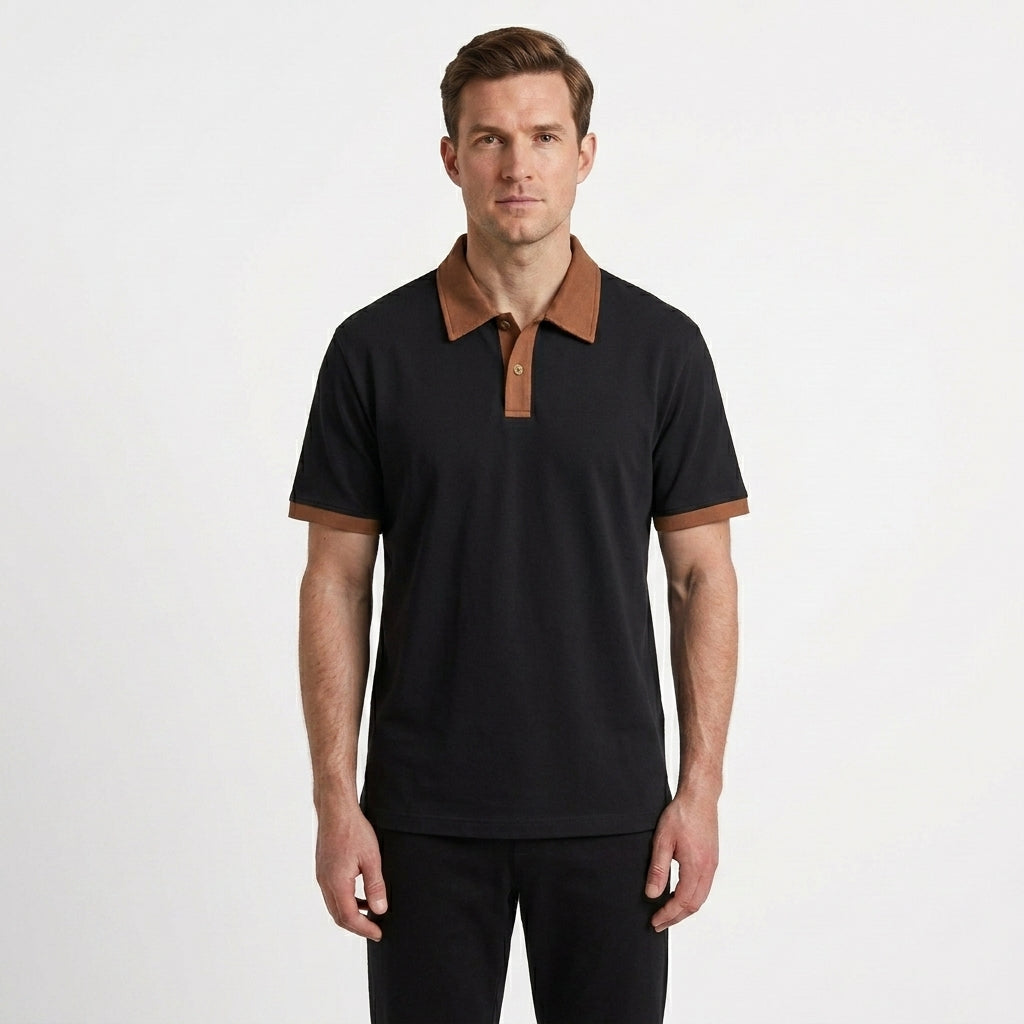 Contrast Trim Relaxed Polo Shirt For Men