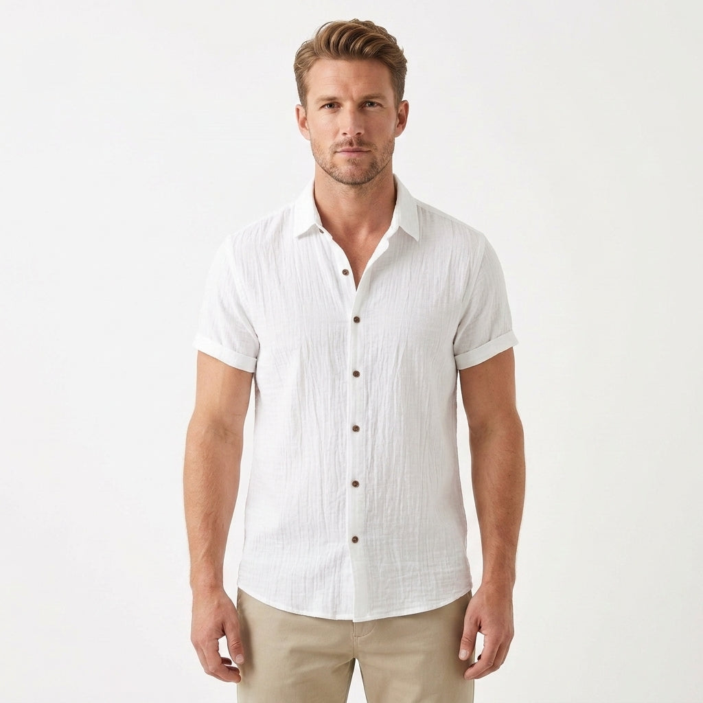Premium Linen Button-Up Shirt For Men