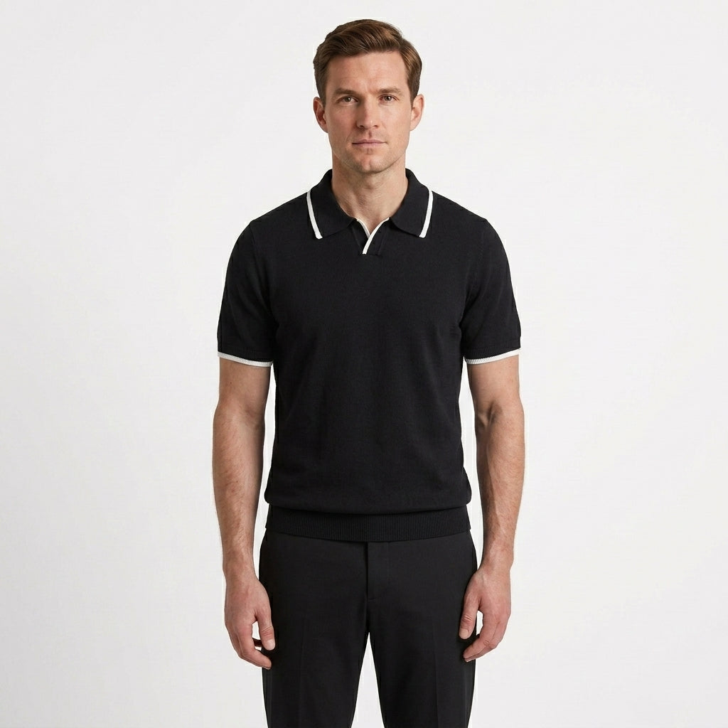 Contrast Trim Refined Polo Shirt For Men