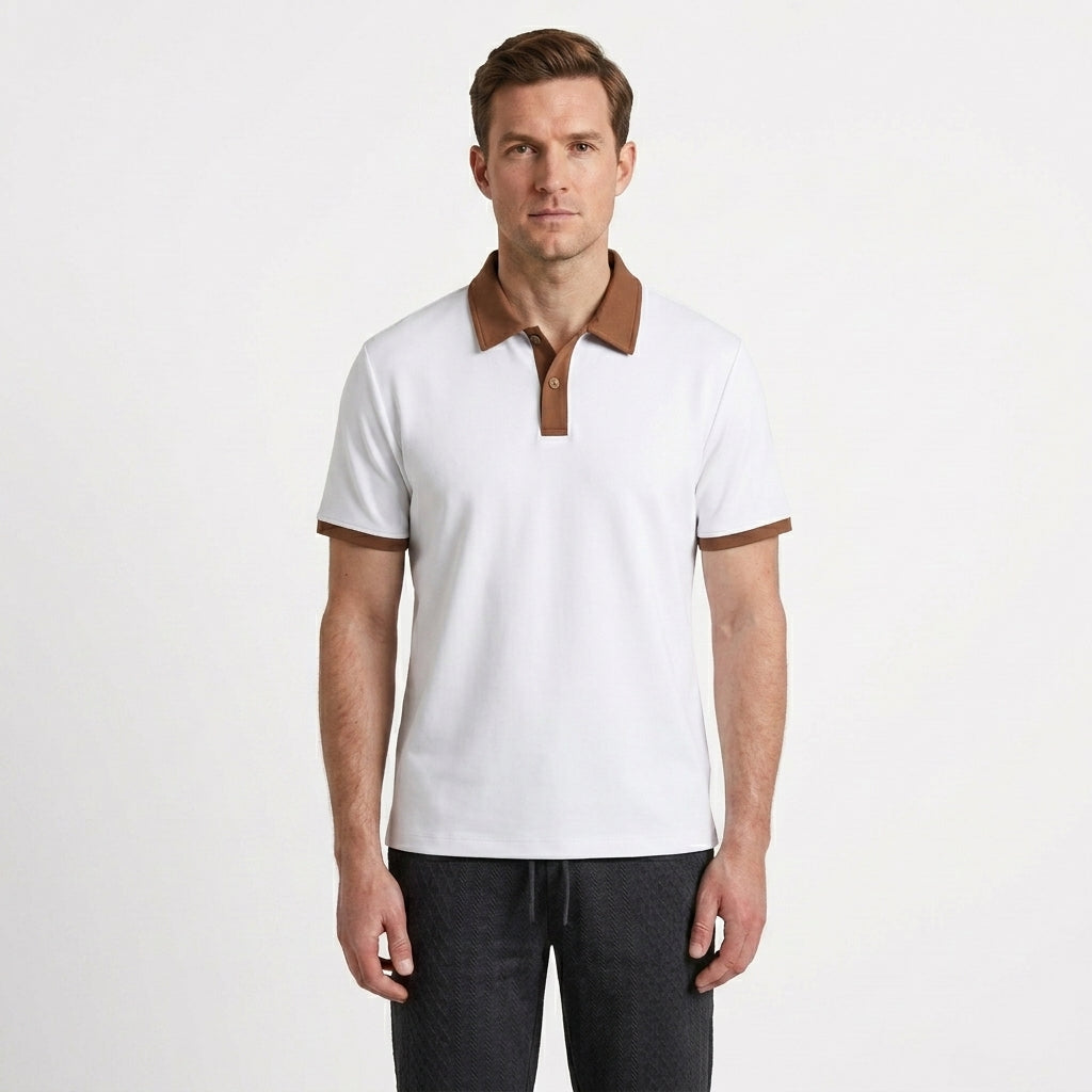 Contrast Trim Relaxed Polo Shirt For Men
