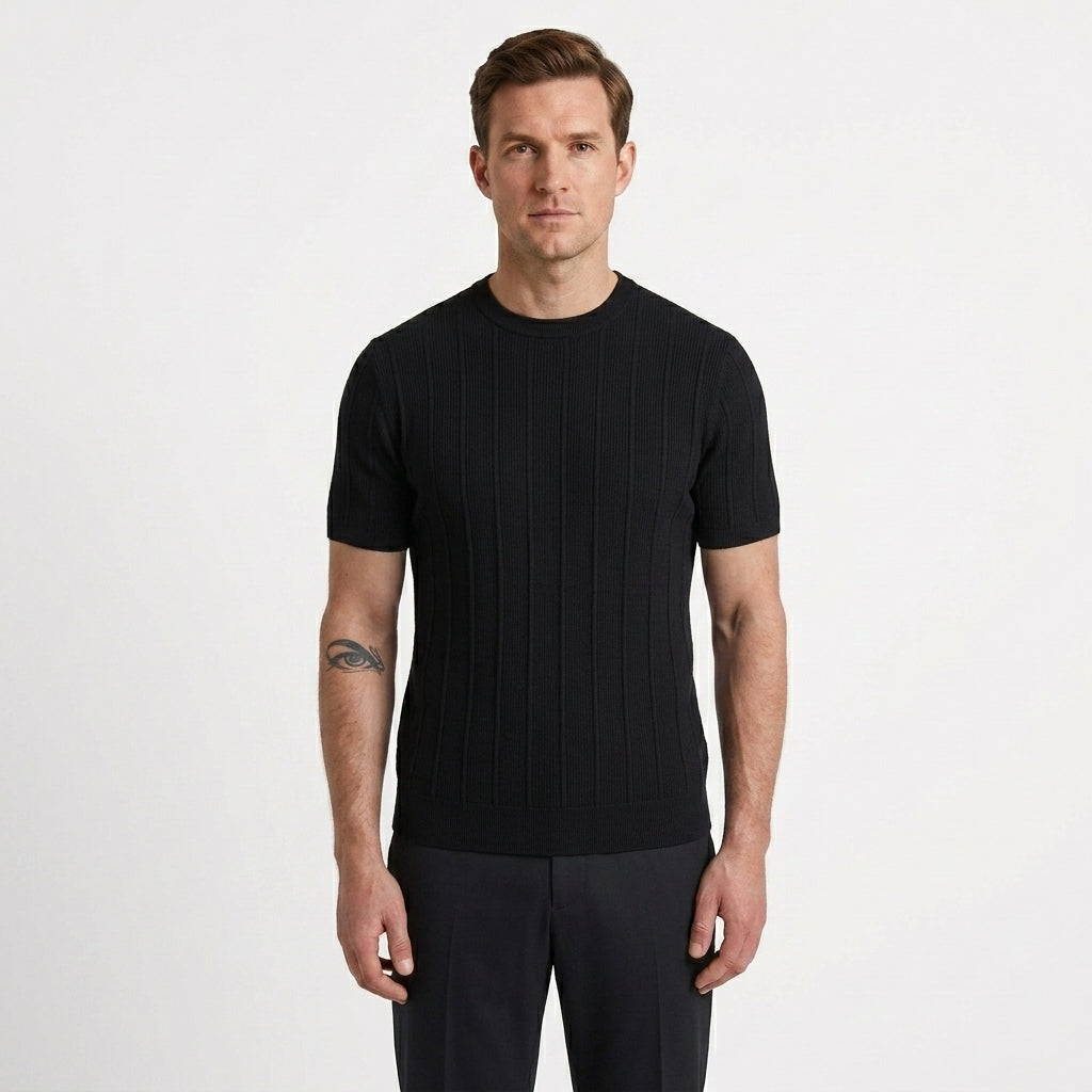 Textured Ribbed Casual T-Shirt For Men