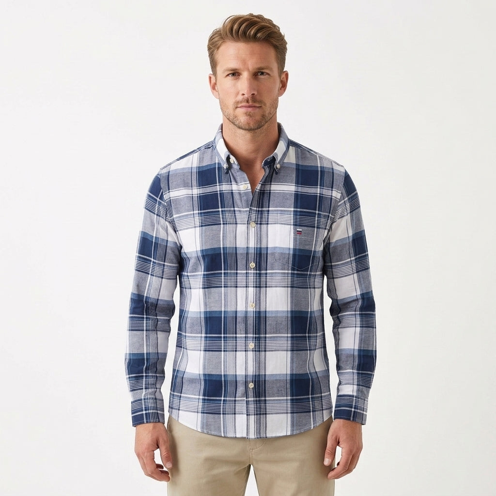 Chic Cotton Button-Up Shirt For Men
