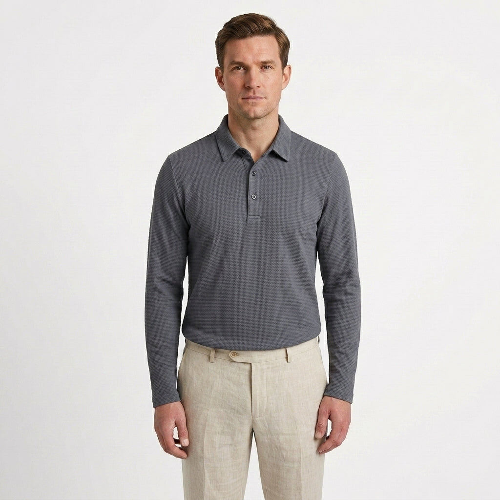 Tailored Long Sleeve Polo Shirt For Men