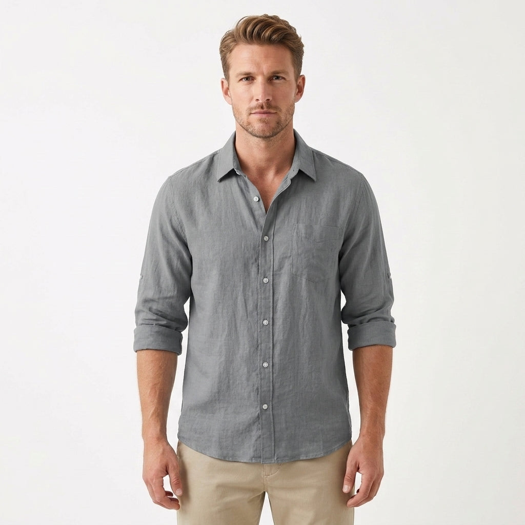 Premium Linen Button-Up Shirt For Men
