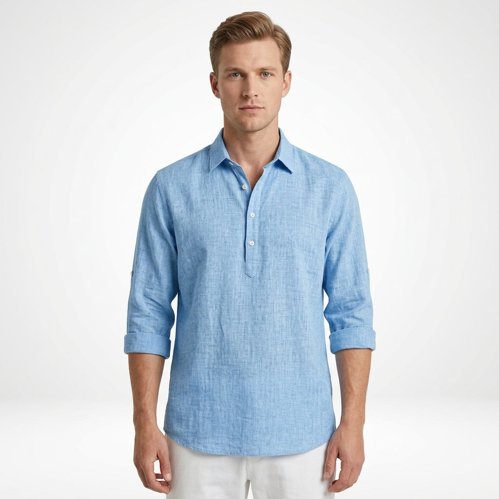 Classic Cotton Button-Up Shirt For Men