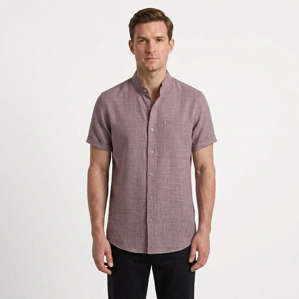 Minimalist Mandarin Collar Summer Shirt For Men