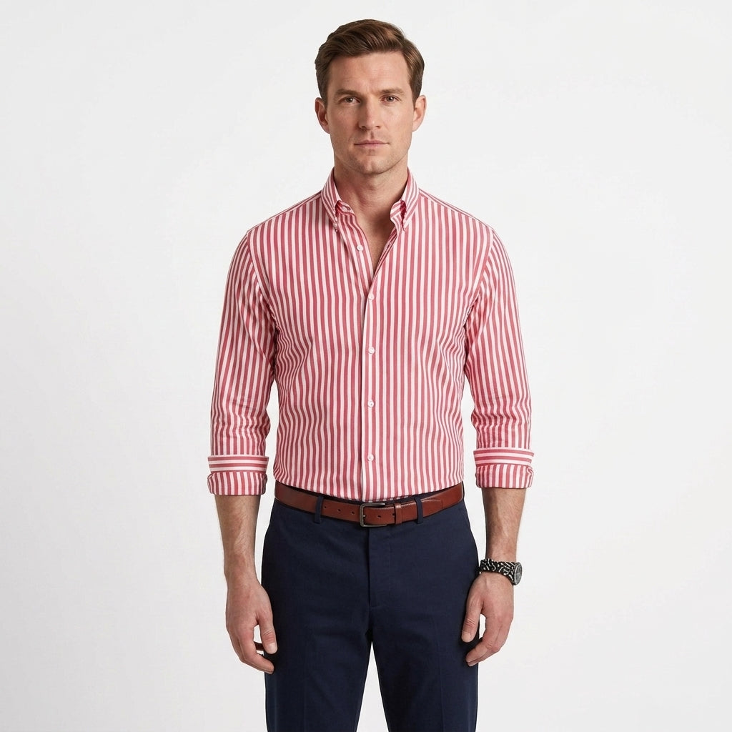Vertical Stripe Tailored Shirt For Men