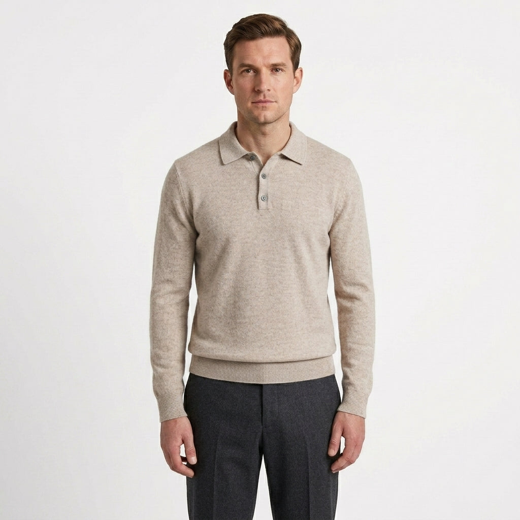 Tailored Pure Cashmere Polo Shirt For Men