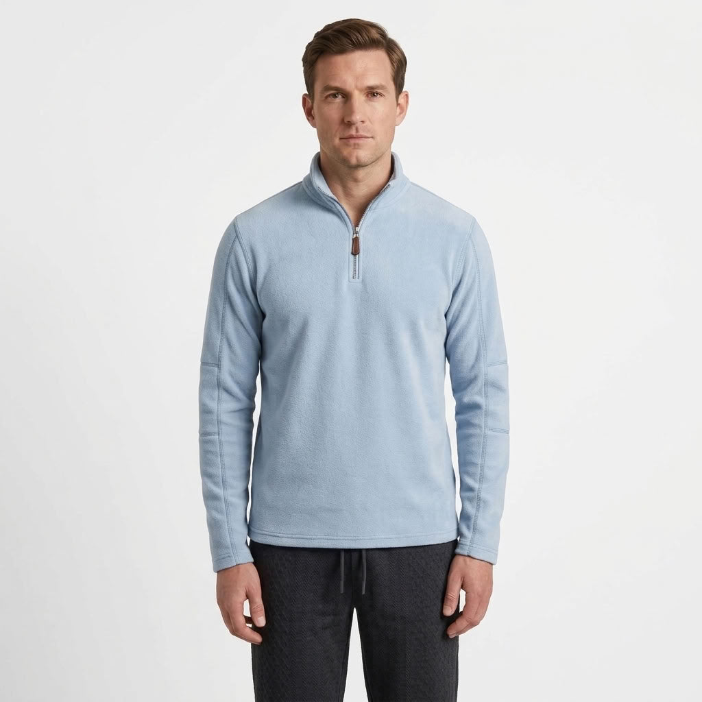 Half-Zip Stand Collar Fleece Top For Men