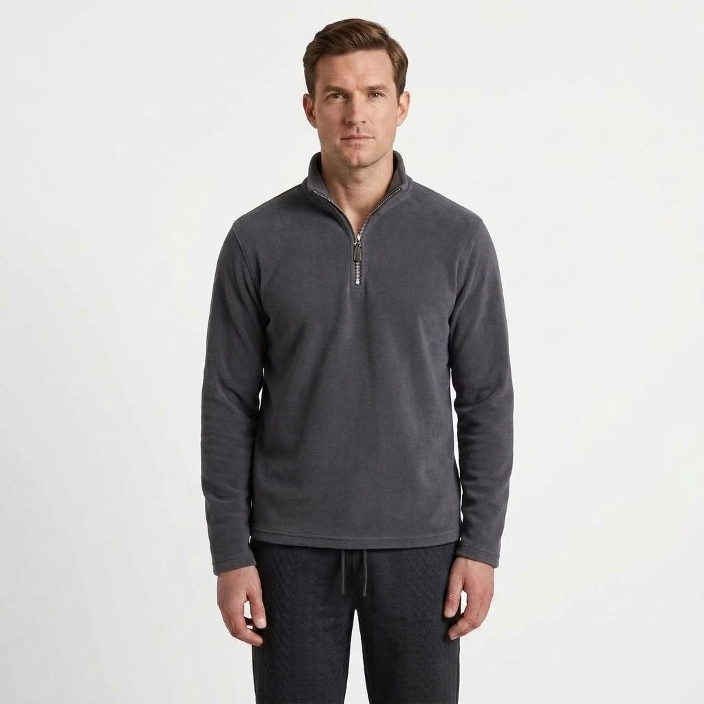 Half-Zip Stand Collar Fleece Top For Men