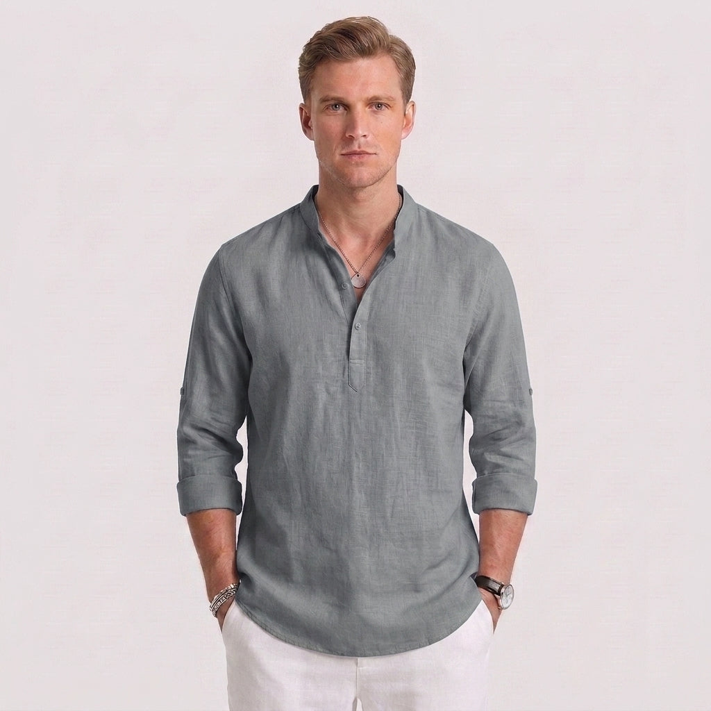 Classic Cotton Button-Up Shirt For Men