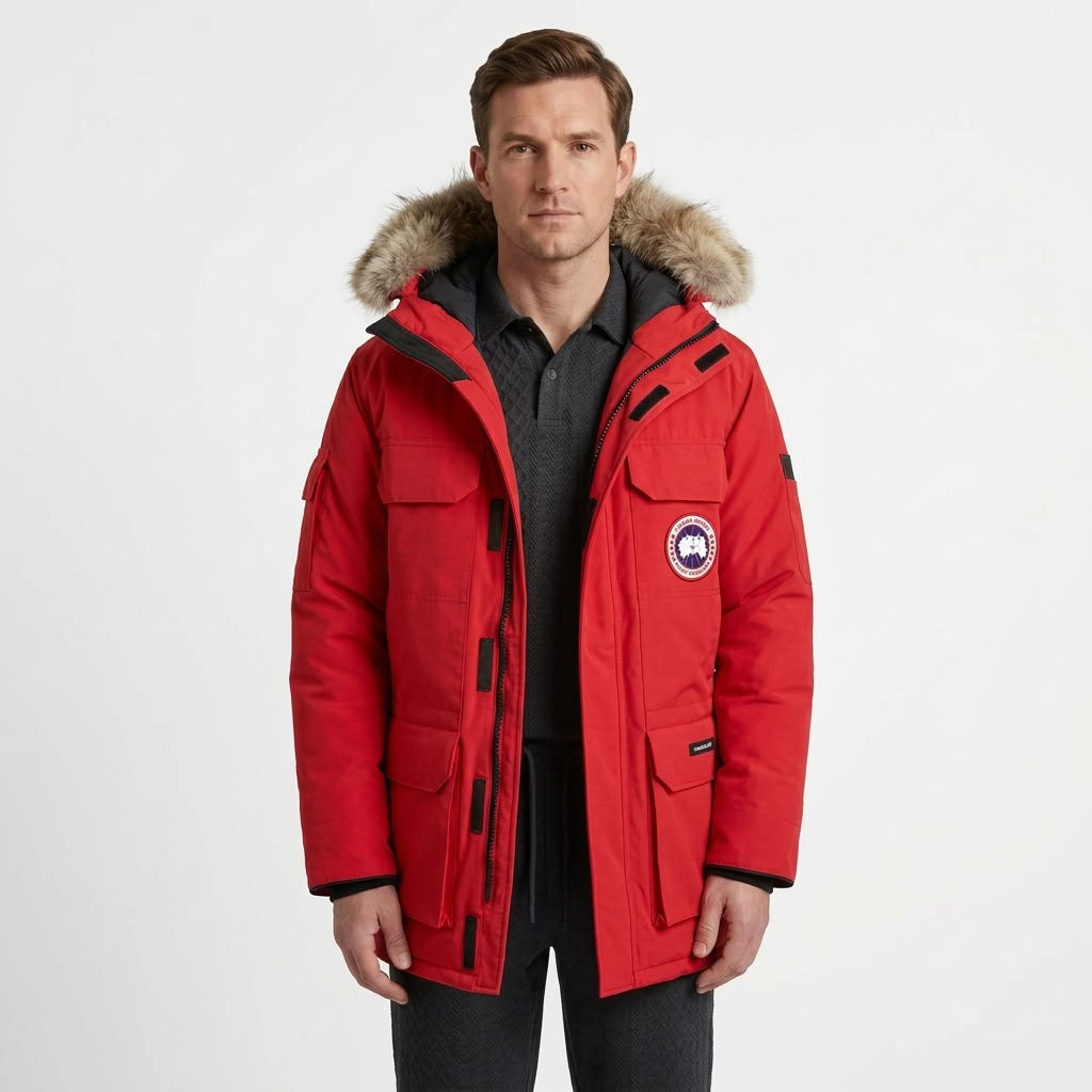 Faux Fur Hooded Puffer Coat For Men