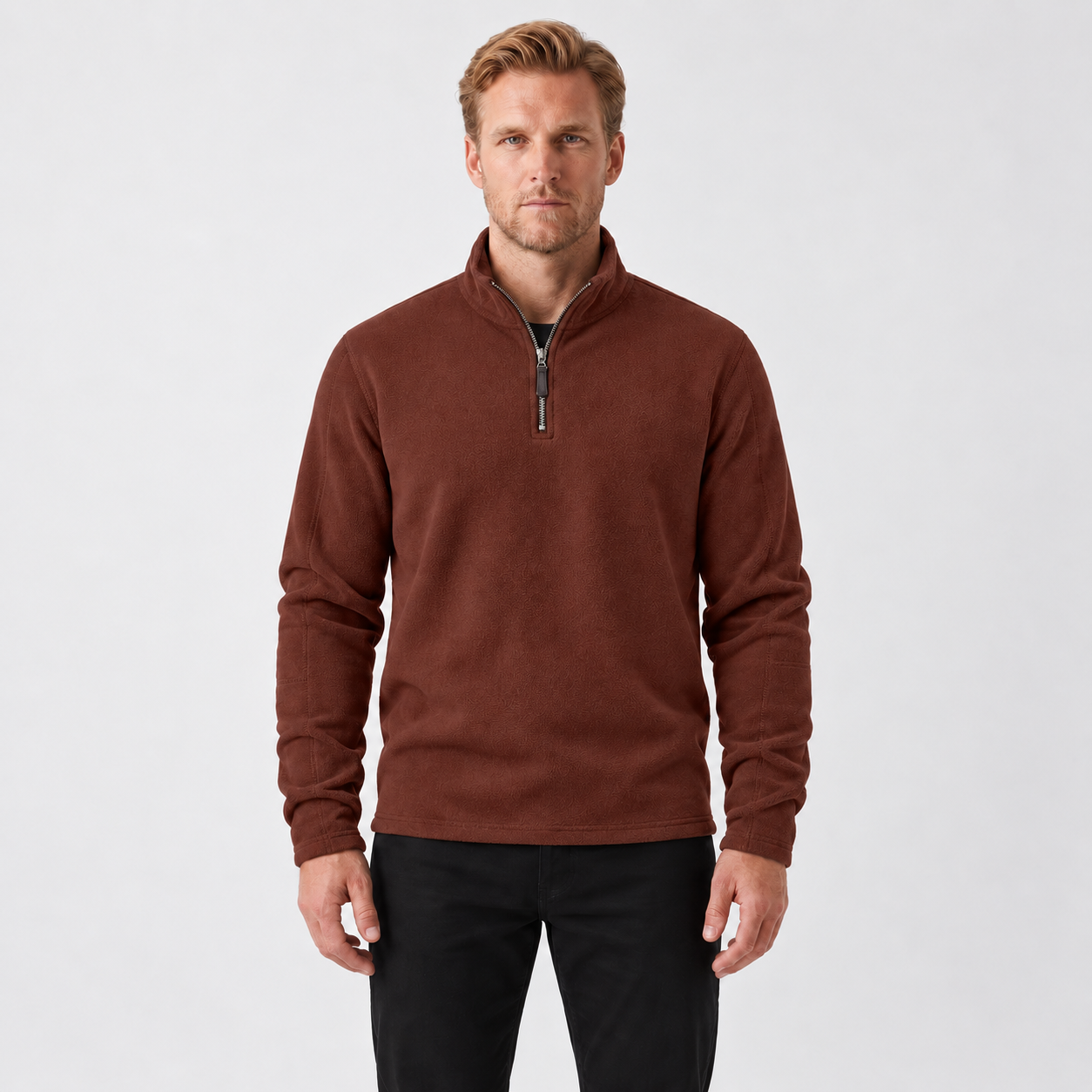 Fleece-Lined Collar Sweater For Men